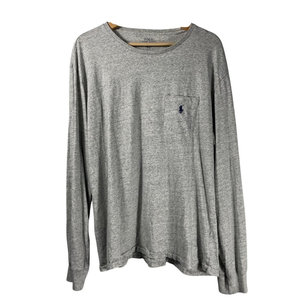 Polo Ralph Lauren Men's 100% Cotton Long Sleeve Chest Pocket Shirt Gray Size XL